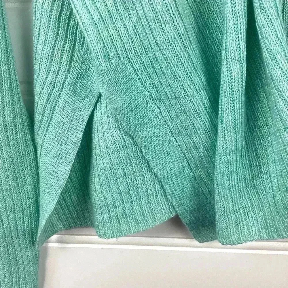 Eileen Fisher Mint Green Organic Linen Delave Round Neck Pullover size Medium